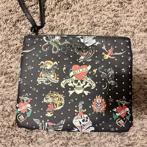 Ed Hardy Black Multicolor Tattoo Clutch